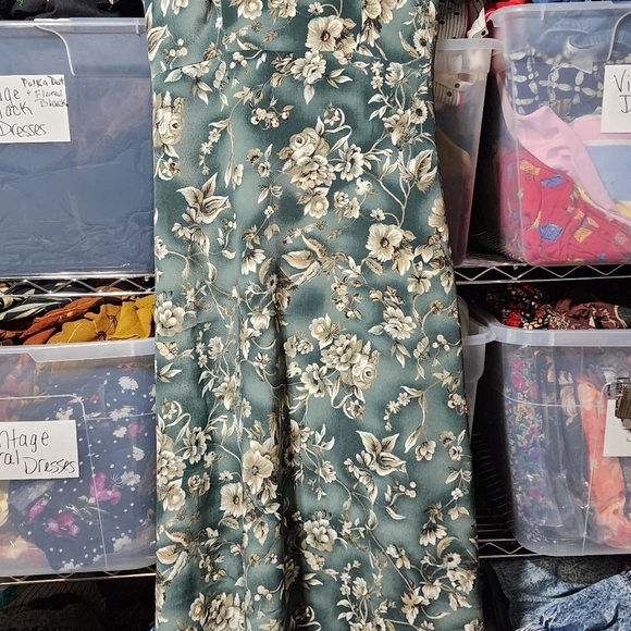 ​Vintage All That Jazz 90s Grunge Floral Maxi Dress Tie Back Cottagecore Green S - Picture 5 of 7